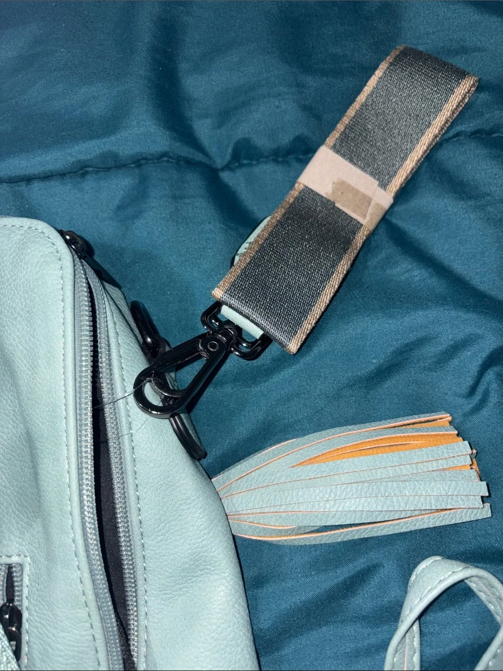 NWT OPAGE Tassel Backpack Purse set  Light Blue Women’s Backpack Tassel Accent